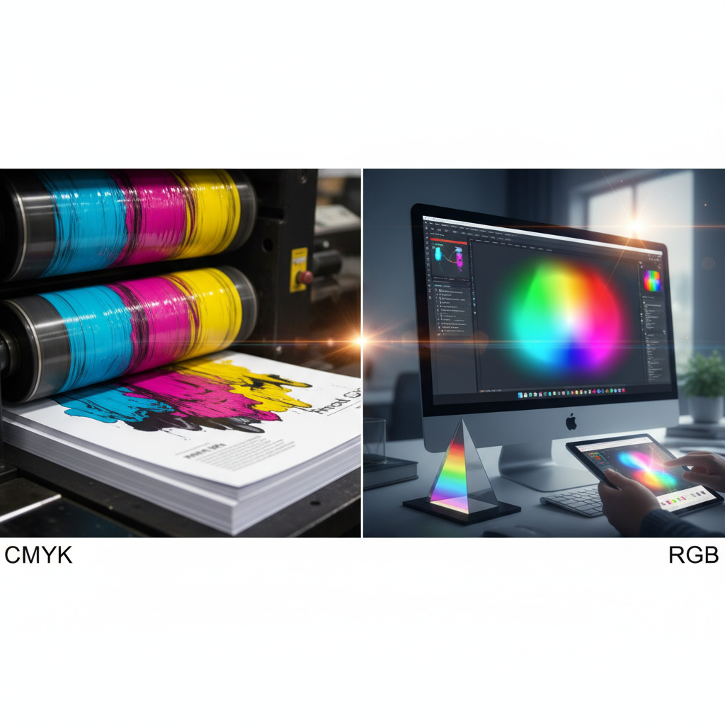 CMYK vs RGB color model comparison for print design & differences