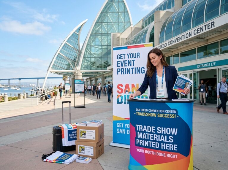 Custom printed trade show banners, event displays, and booth graphics at the San Diego Convention Center.
